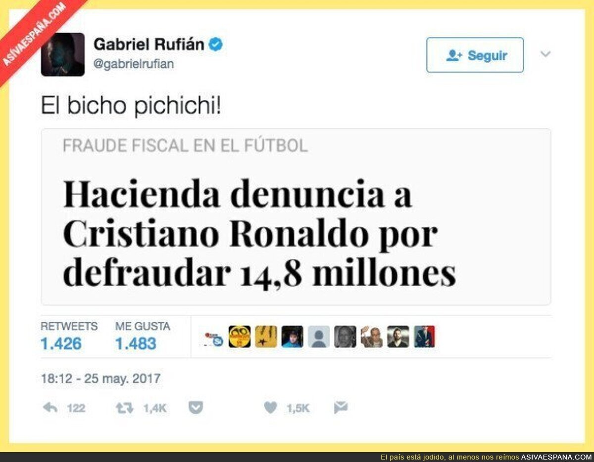 Gabriel Rufián lo peta en Twitter con este mensaje sobre Cristiano Ronaldo y su fraude a Hacienda