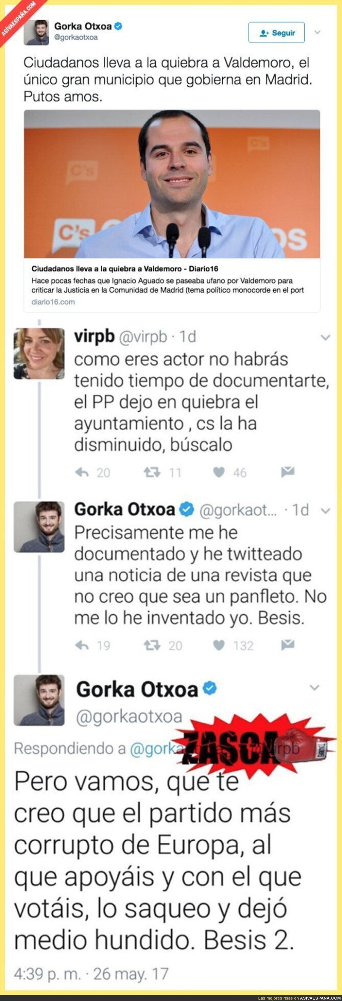 Gorka Otxoa se marca un ZASCA tras la quiebra de Valdemoro gracias a Ciudadanos