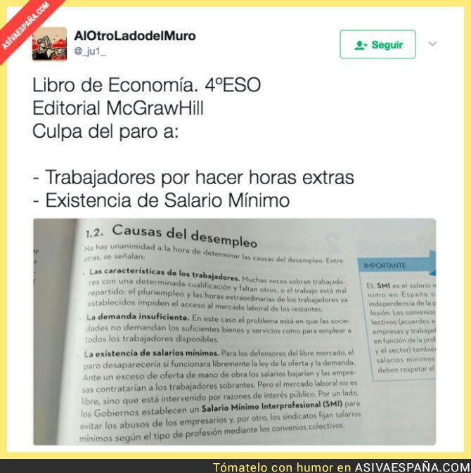 La culpa del paro para este libro de Cuarto de la ESO La culpa del paro para este libro de Cuarto de la ESO