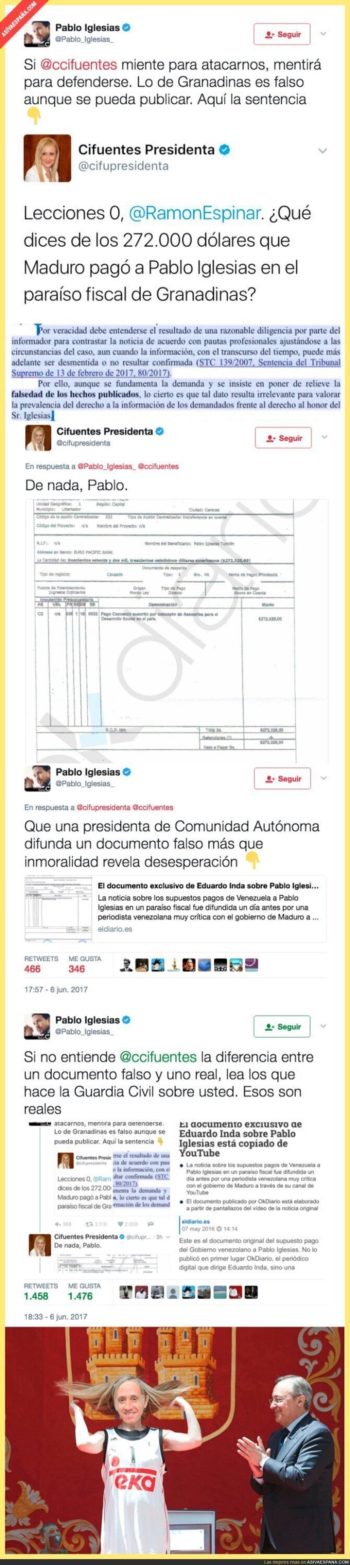 Cristina Cifuentes usando documentos falsos para mentir sobre Pablo Iglesias