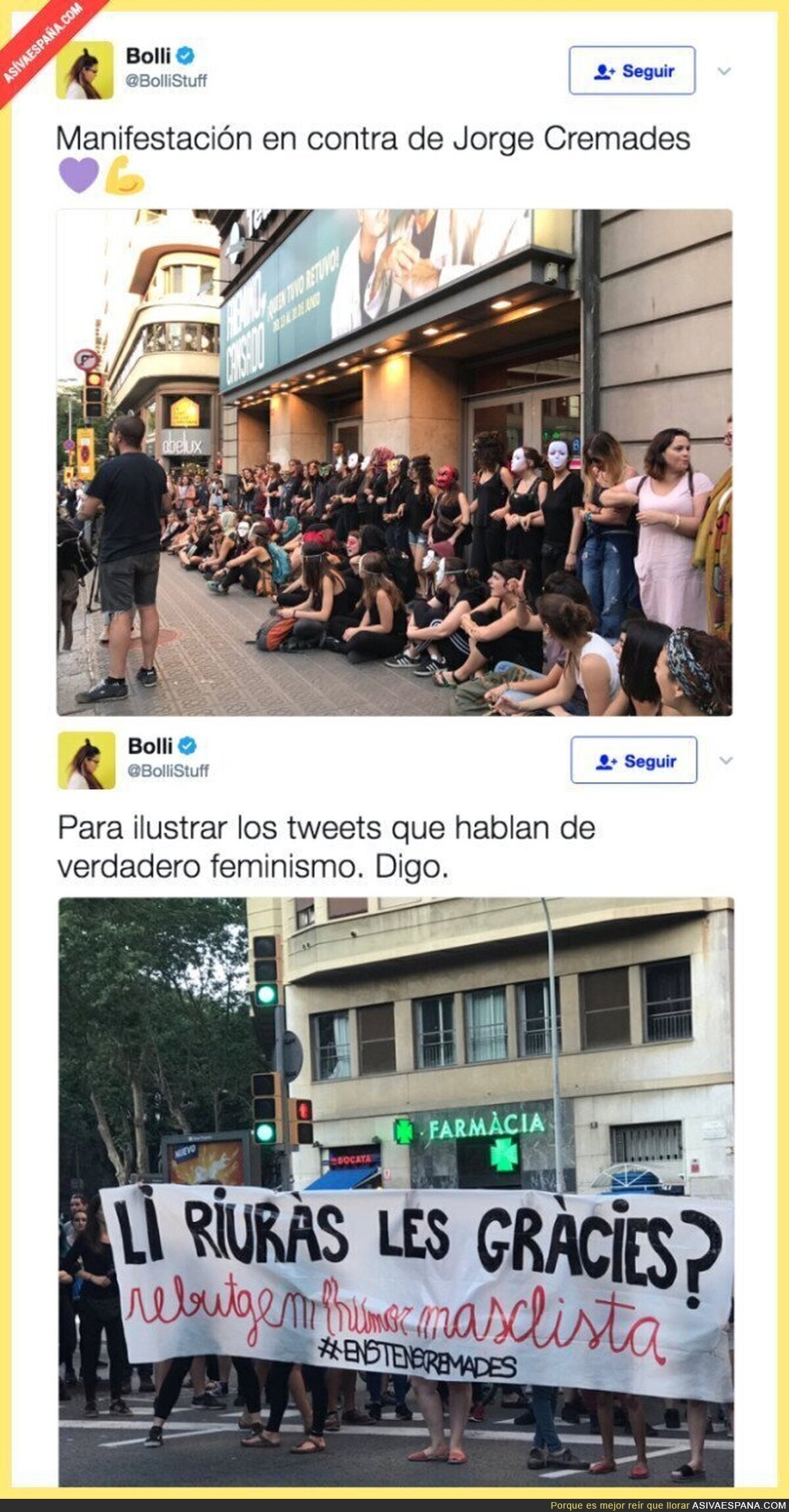 La enorme manifestación feminista contra Jorge Cremades en Barcelona