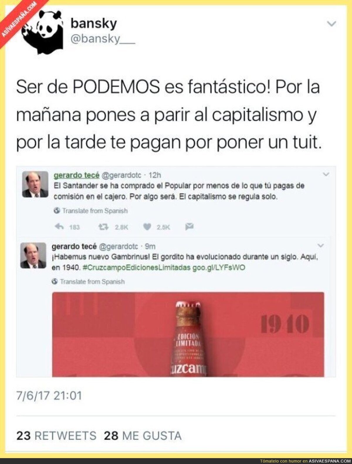 ZASCA a la hipocresía de los tuiteros de Podemos