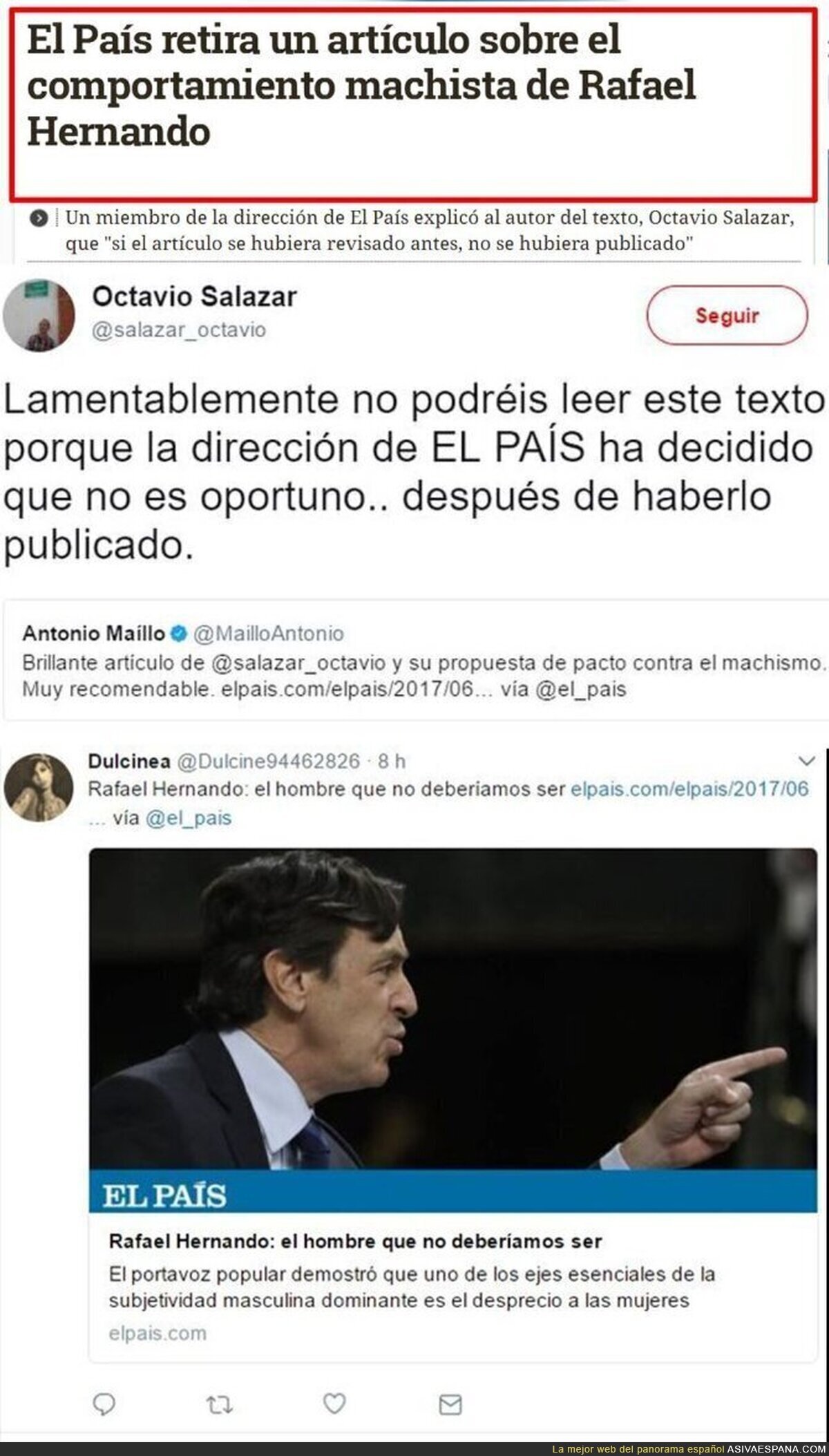 'El País' censura un artículo en su diario sobre las formas machistas de Antonio Hernando