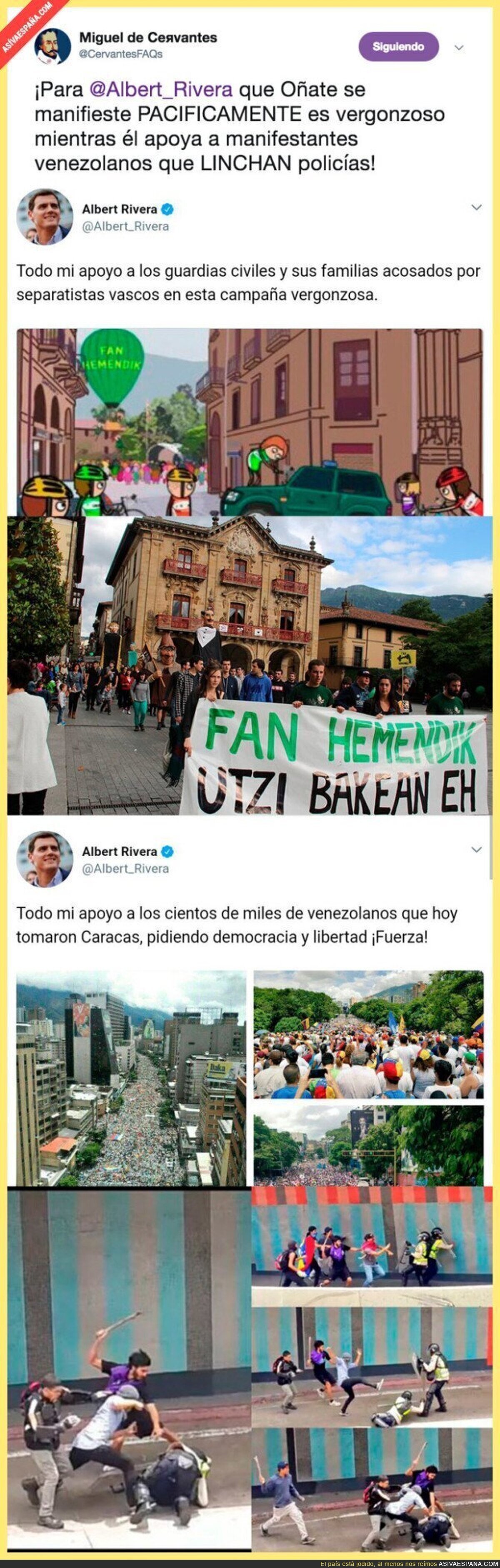 Albert Rivera y su doble rasero con las manifestaciones