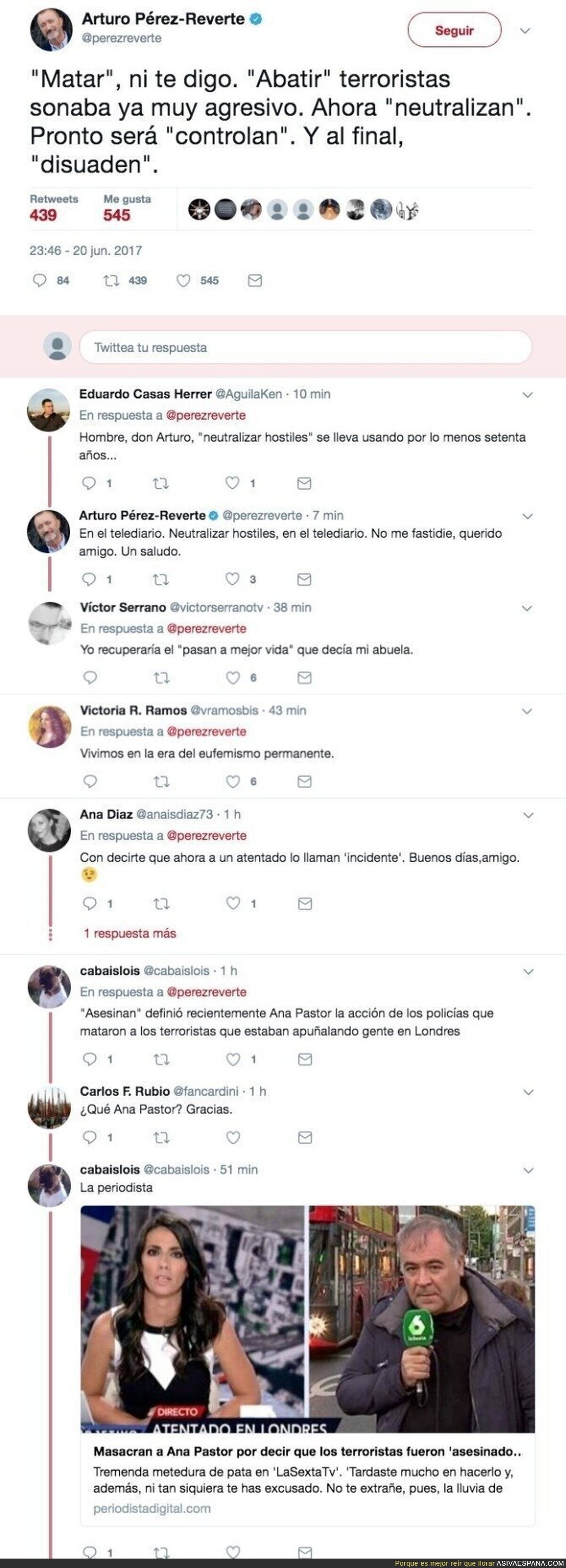 Arturo Pérez reverte se queja del lenguaje que utilizan los periodistas para hablar de terroris