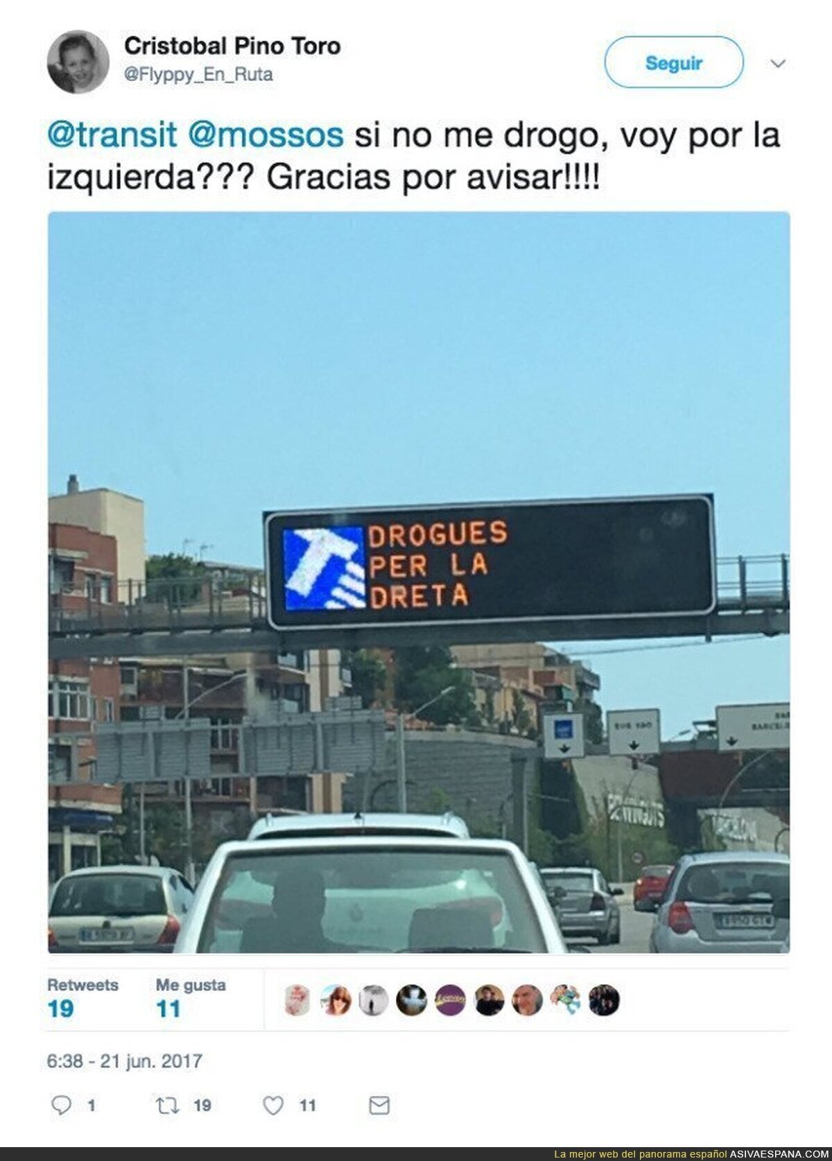 Los conductores de Barcelona, sorprendidos por lo que ponía en un cartel luminoso de la carretera