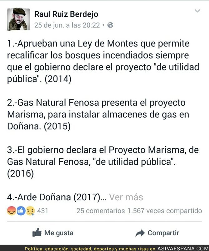 El concejal de IU deja muy claro que lo que ha pasado en Doñana NO es consecuencia