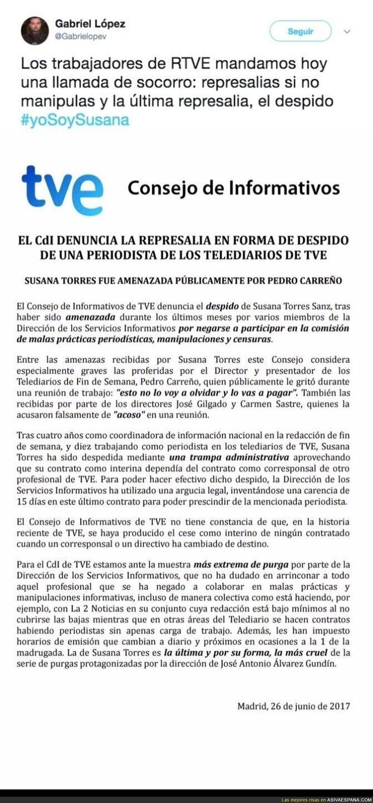 La carta con la que los trabajadores de RTVE denuncian las represalias y la manipulación que sufren