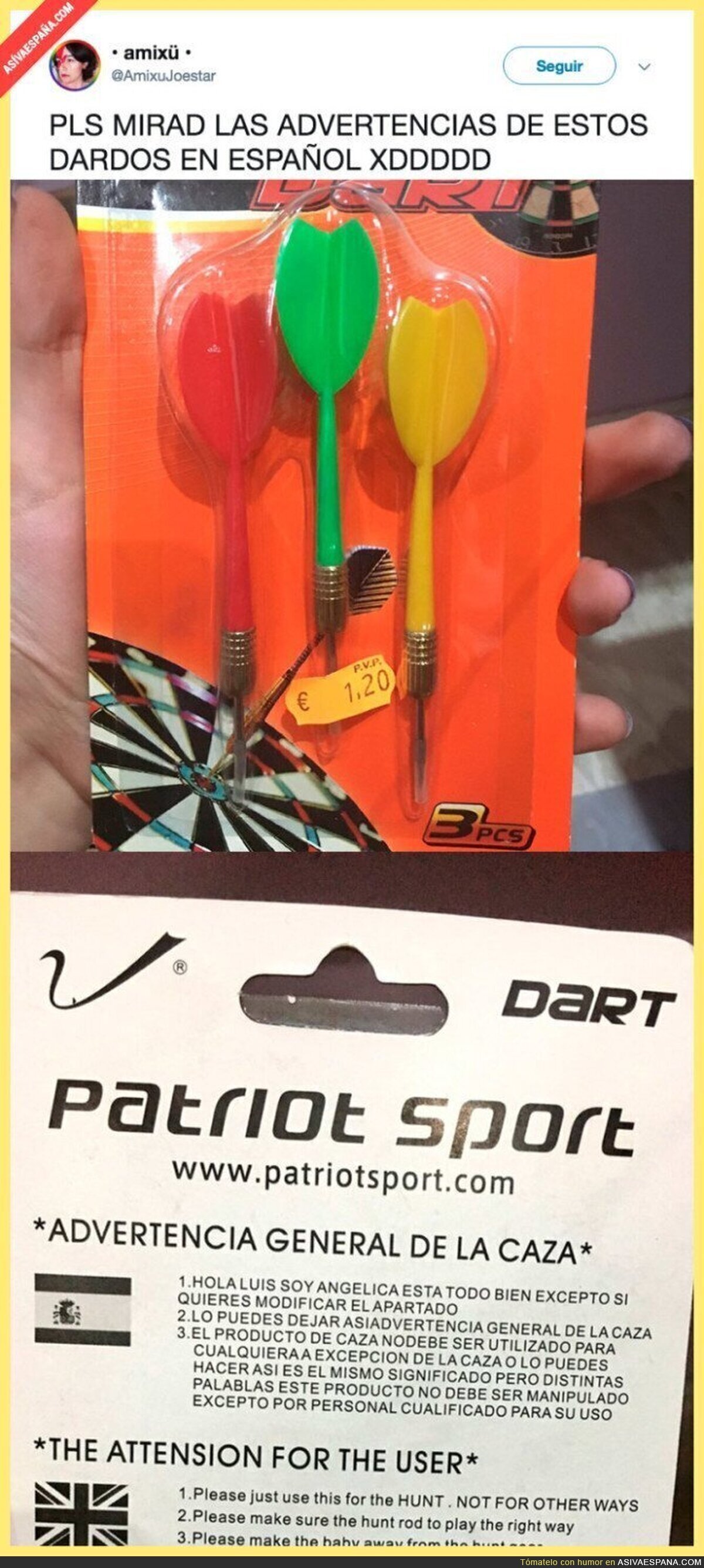 La divertida descripción de uso de estos dardos en español