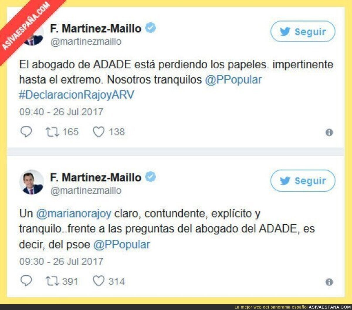 Según Maillo el impertinente es el abogado, ni Rajoy ni el juez