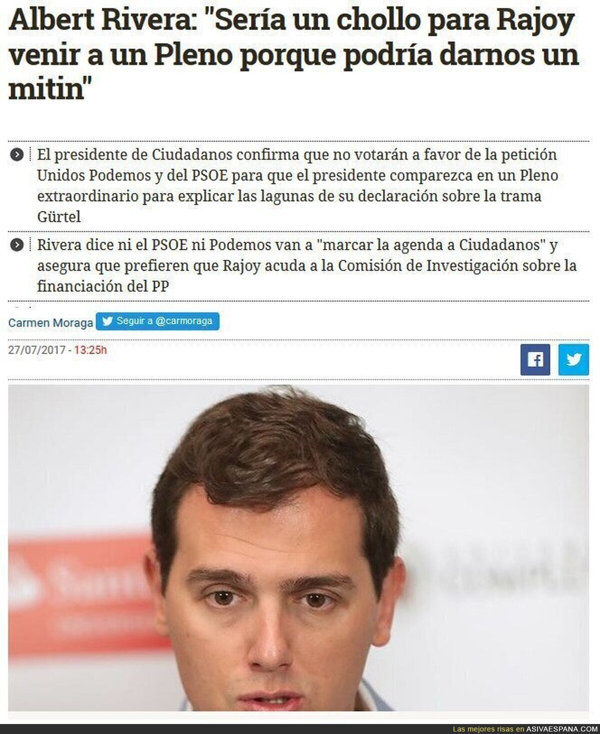Las excusas de Albert Rivera para cubrir a Rajoy son de chiste