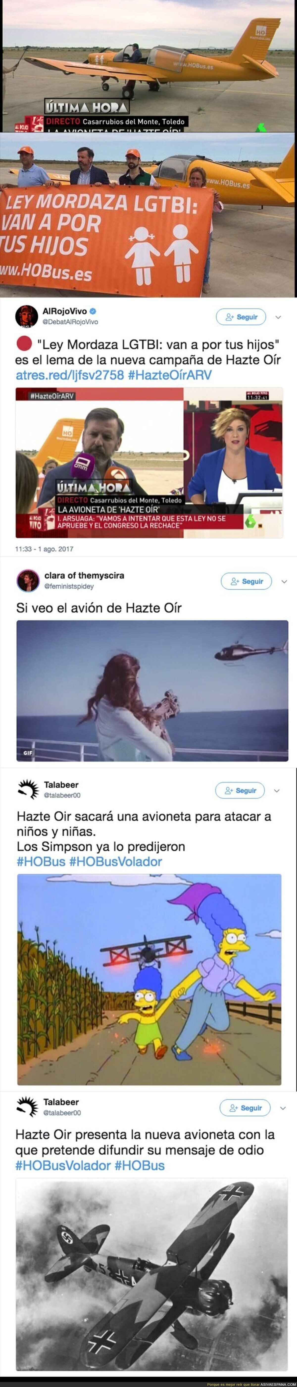 Este es el polémico mensaje de odio que difundirá 'Hazte Oír' en su avioneta sobrevolando España