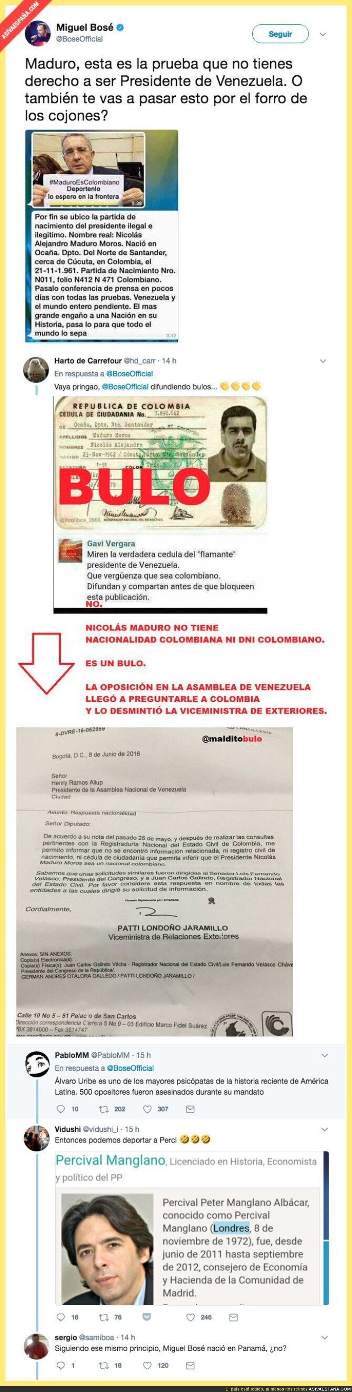 Miguel Bosé hace un ridículo espantoso difundiendo este bulo sobre Venezuela