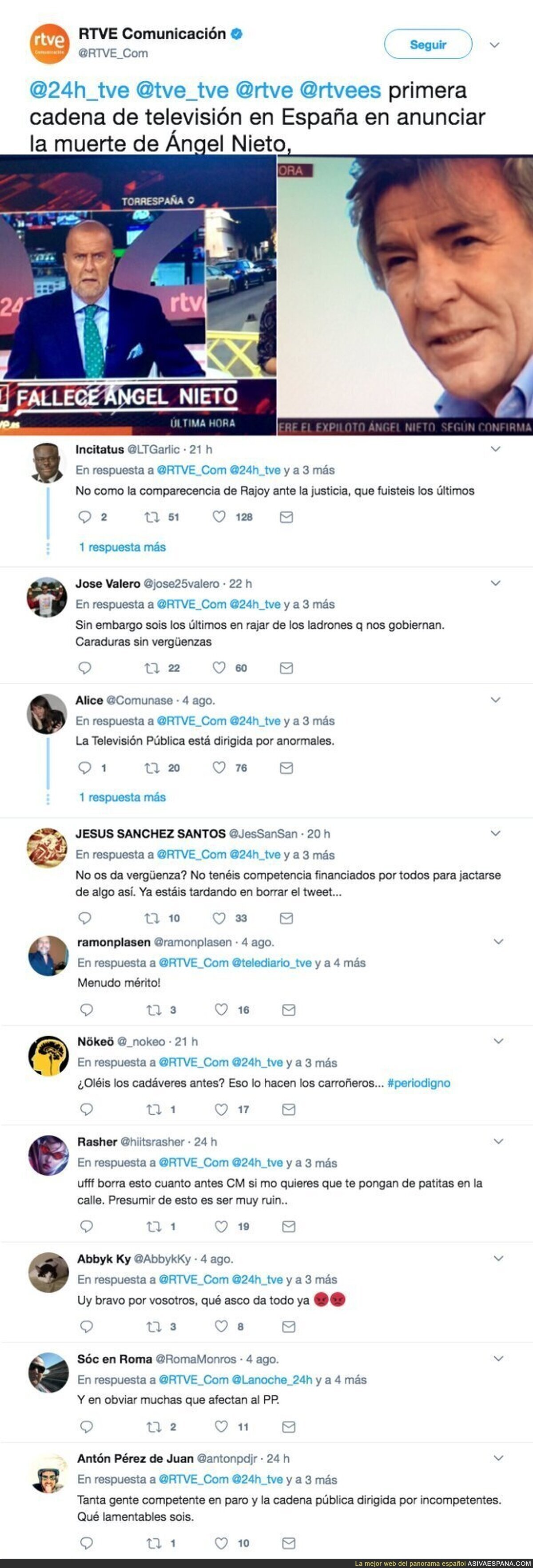 El polémico tuit de RTVE sobre la muerte de Ángel Nieto que ha indignado a todo el mundo