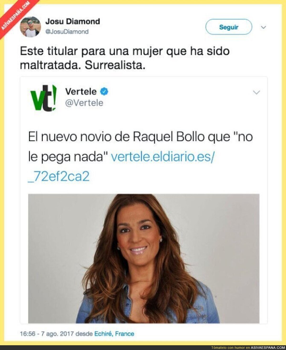 El lamentable titular de 'Vertele' dedicado para Raquel Bollo y su nuevo novio