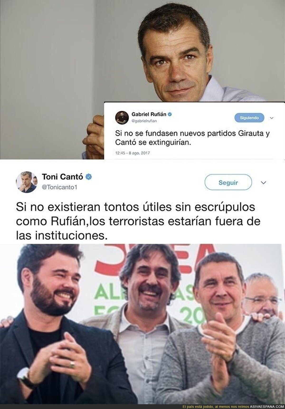 El insulto de Toni Cantó a Gabriel Rufián tras este tuit