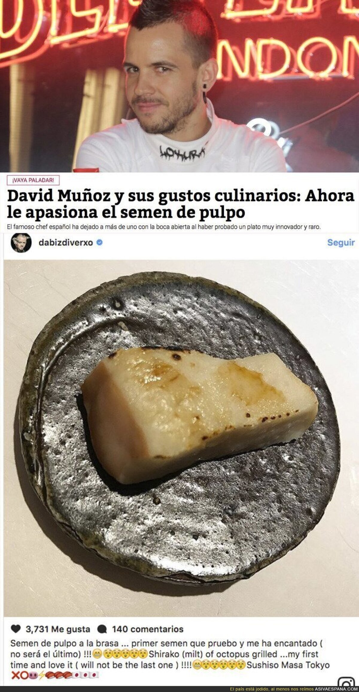 El raro gusto de David Muñoz con un plato que te darán arcadas