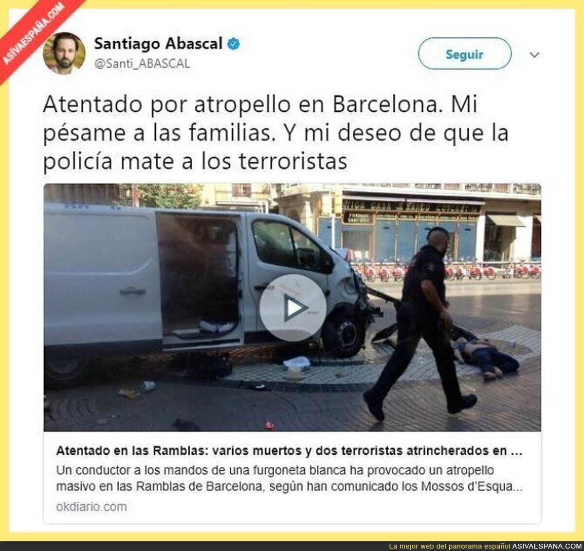 Santiago Abascal sobre los atentados
