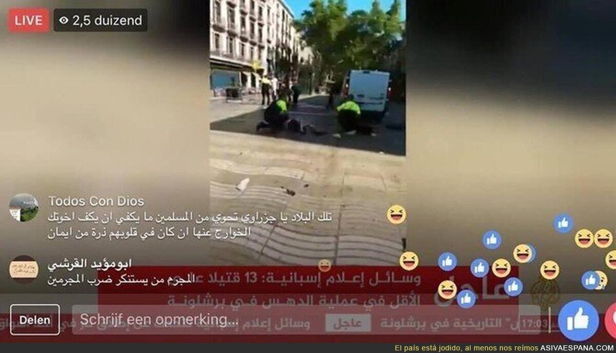 Los emoticonos en plena retransmisión del atentado de Barcelona en una Al-Jazeera