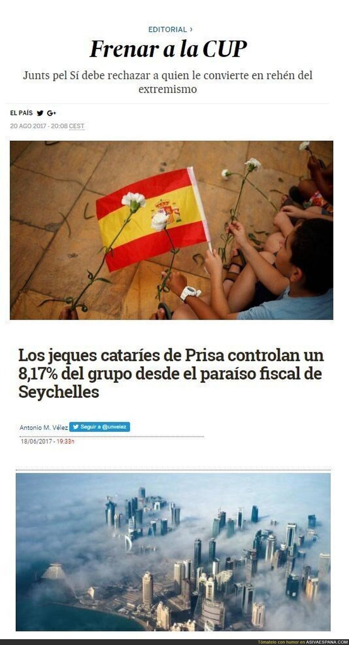 El editorial de 'El País' contra la CUP tiene una gran razón