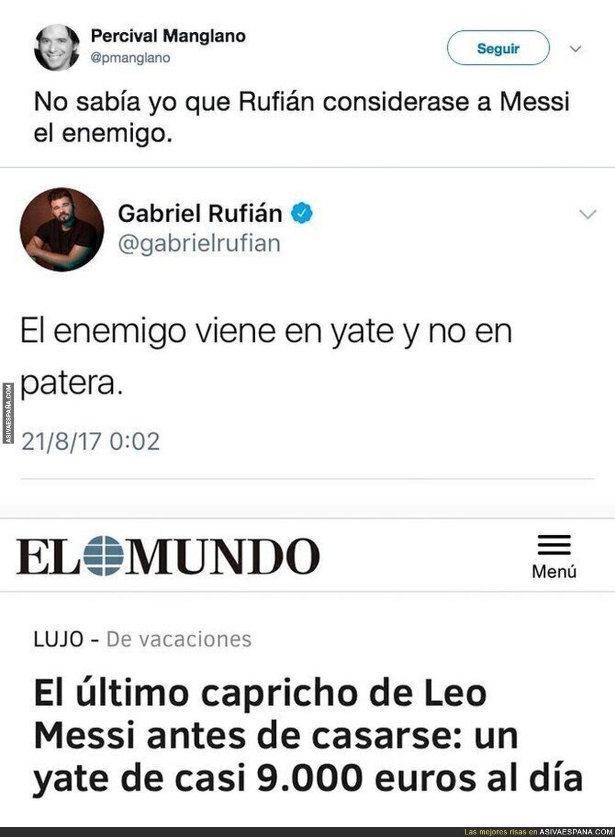 Messi es el enemigo para Gabriel Rufián