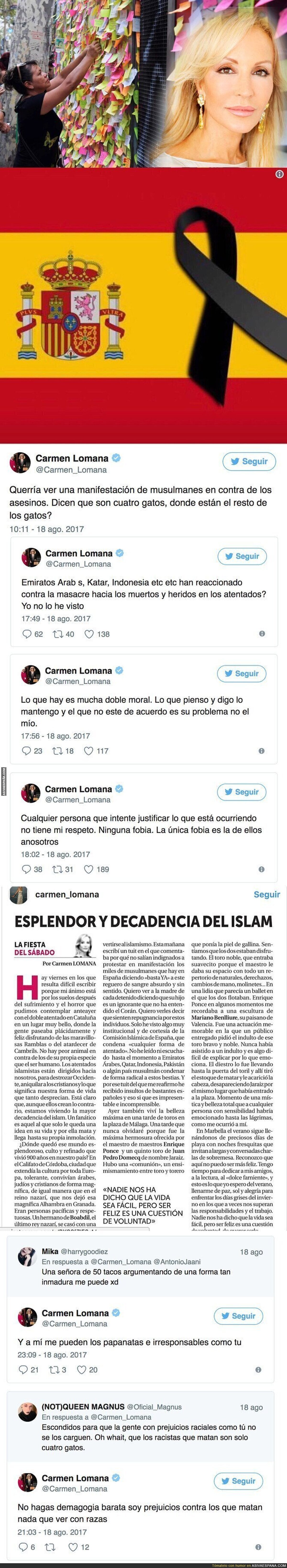 Los polémicos mensajes de Carmen Lomana tras el atentado en Barcelona que han indignado a todos