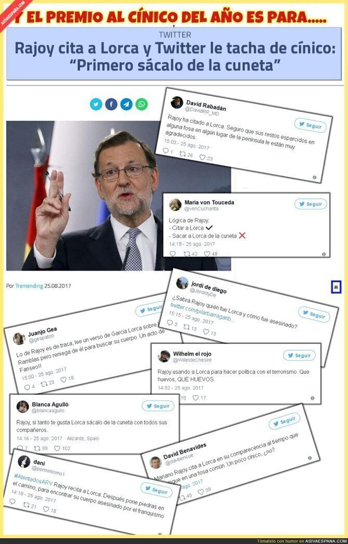 Rajoy, Premio Nobel de cinismo