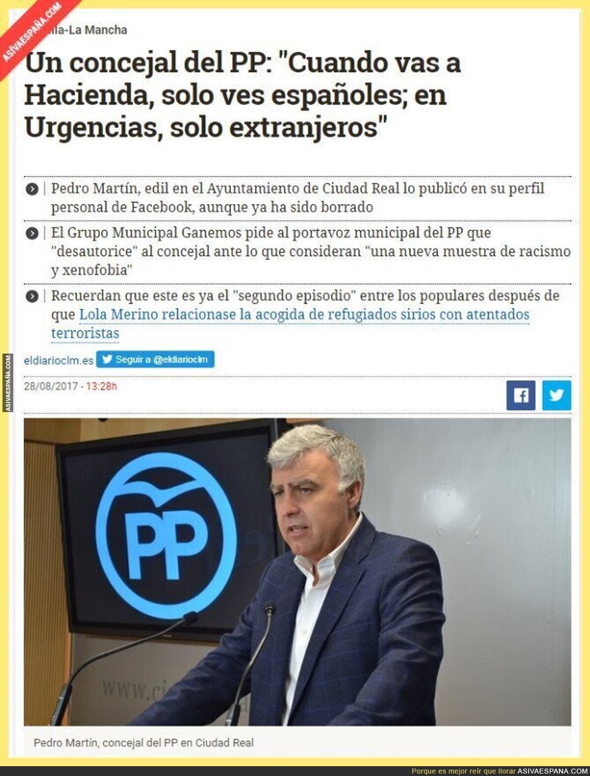 Las lamentables palabras de un concejal del PP sobre españoles y extranjeros