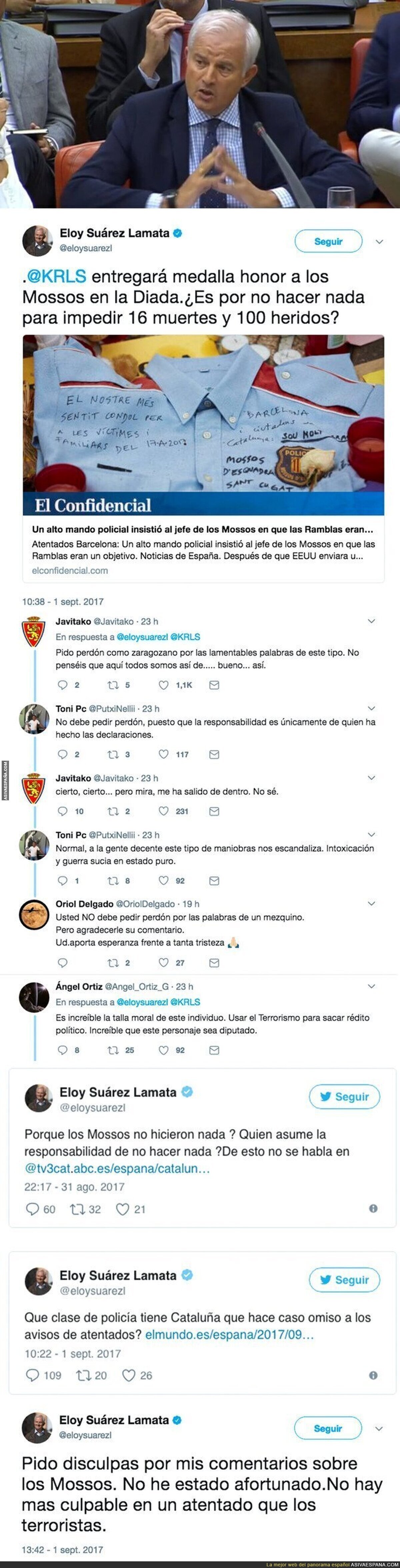 Este diputado del PP acusa a los mossos de no impedir 16 muertes en Las Ramblas