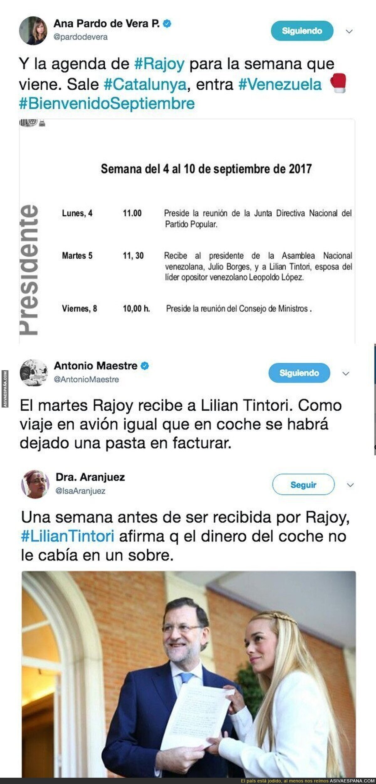 Lilian Tintori y Rajoy se van a ver tras ser incautados 200 millones de bolívares en su coche