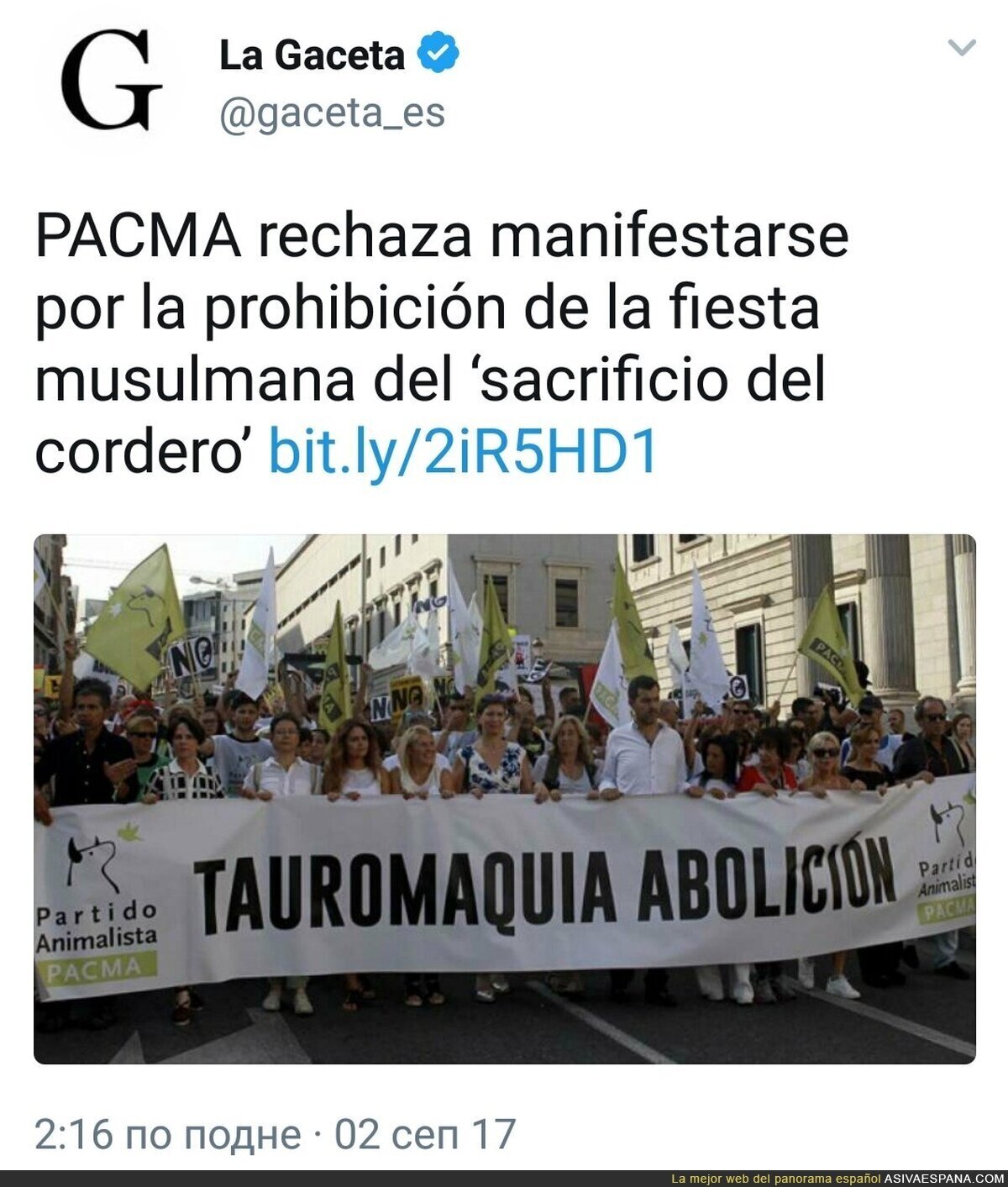 PACMA rechaza manifestarse en contra de la crueldad animal