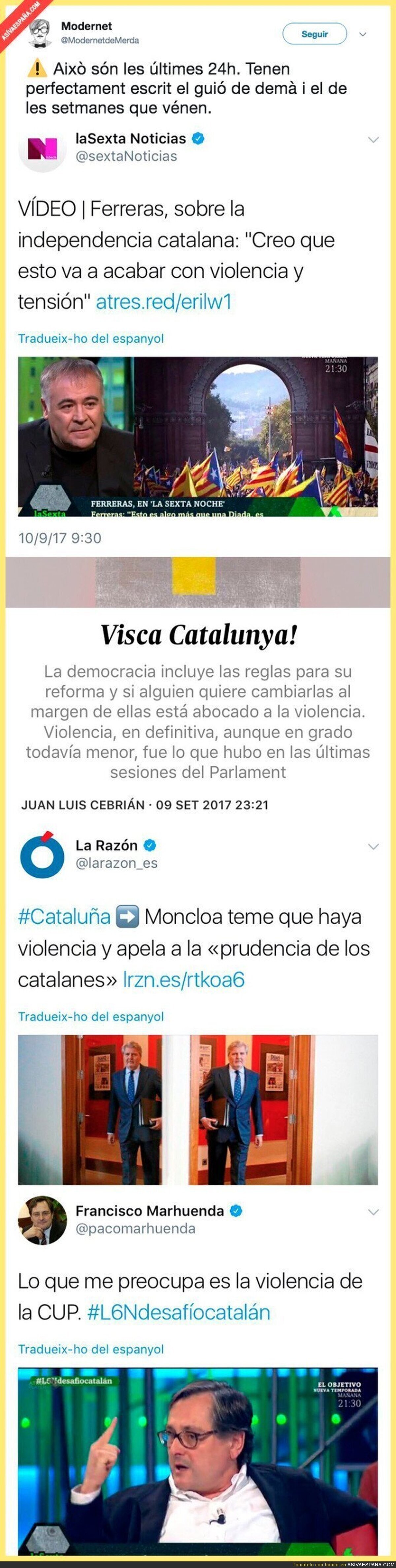 Catalunya siempre ha sido pacífica y en España están provocando la violencia