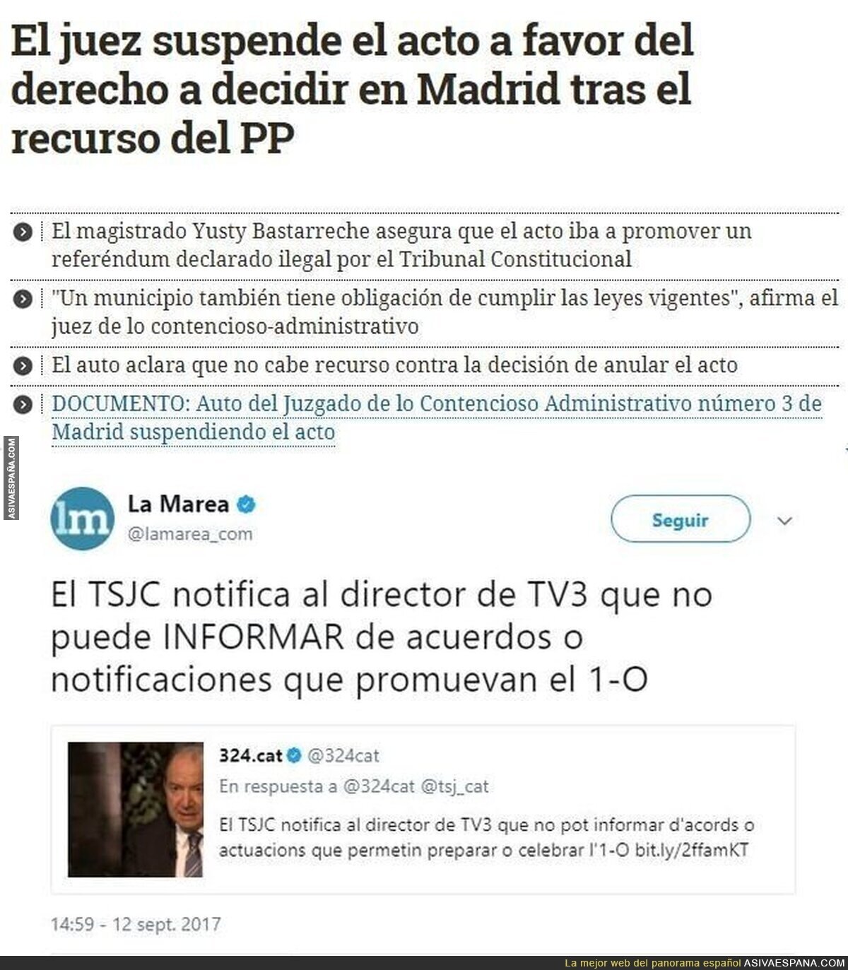 Prohibido informar y actos de apoyo sobre el acto del "1O"."Democracia" española