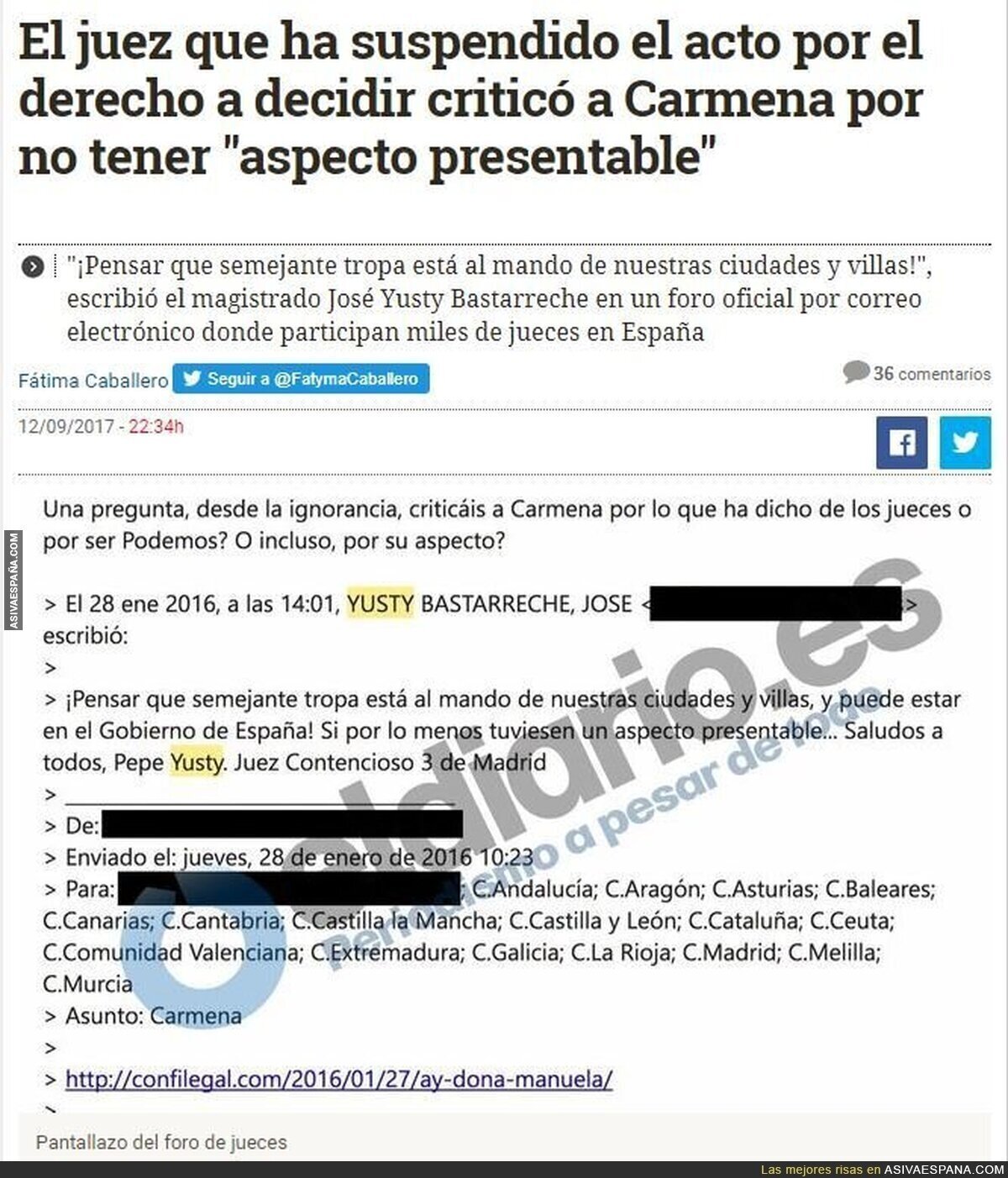 El juez se mostró publicamente anti Podemos, anti Carmena y anti Independista