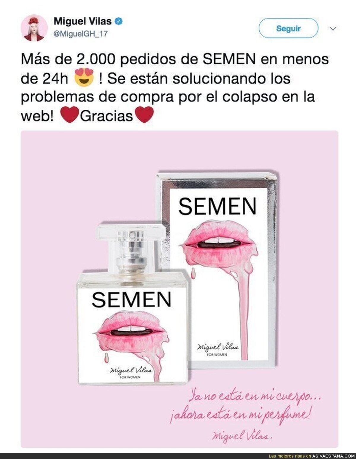 Miguel Vilas, GH 17, crea polémica en todo internet tras presentar su perfume con este sabor