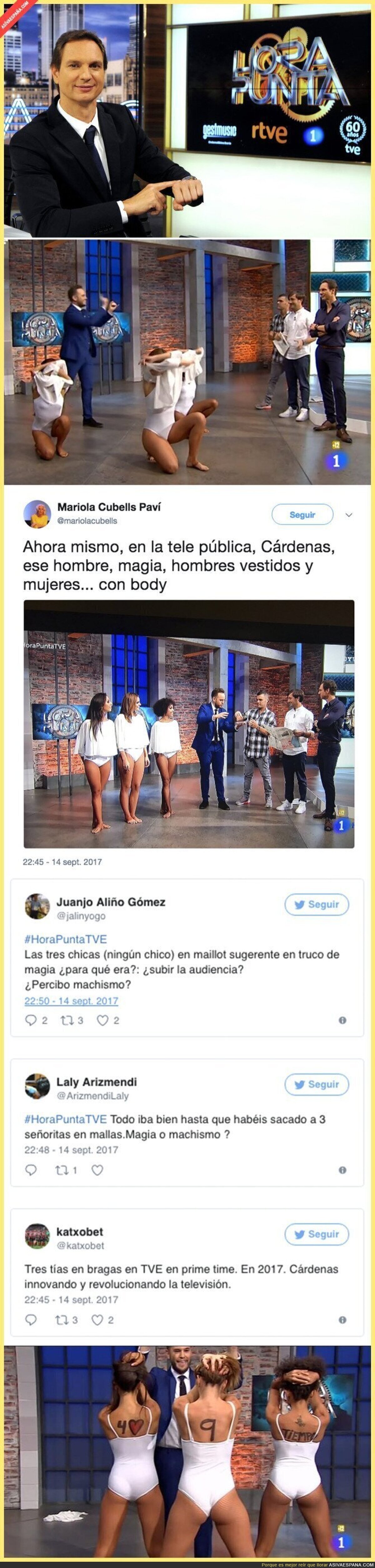 Critican a Javier Cárdenas por sacar a estas mujeres casi sin ropa en su programa 'Hora Punta'