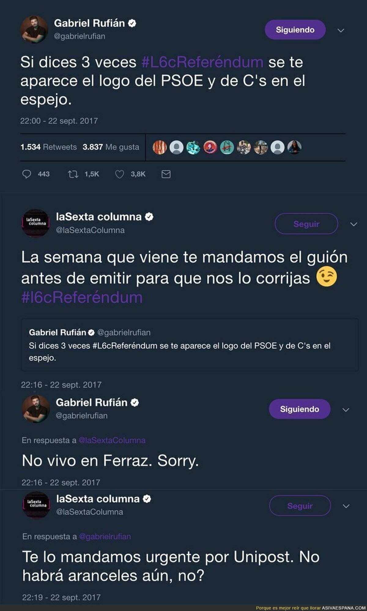 'LaSexta Columna' le pega un repaso a Gabriel Rufián tras el tuit del de ERC