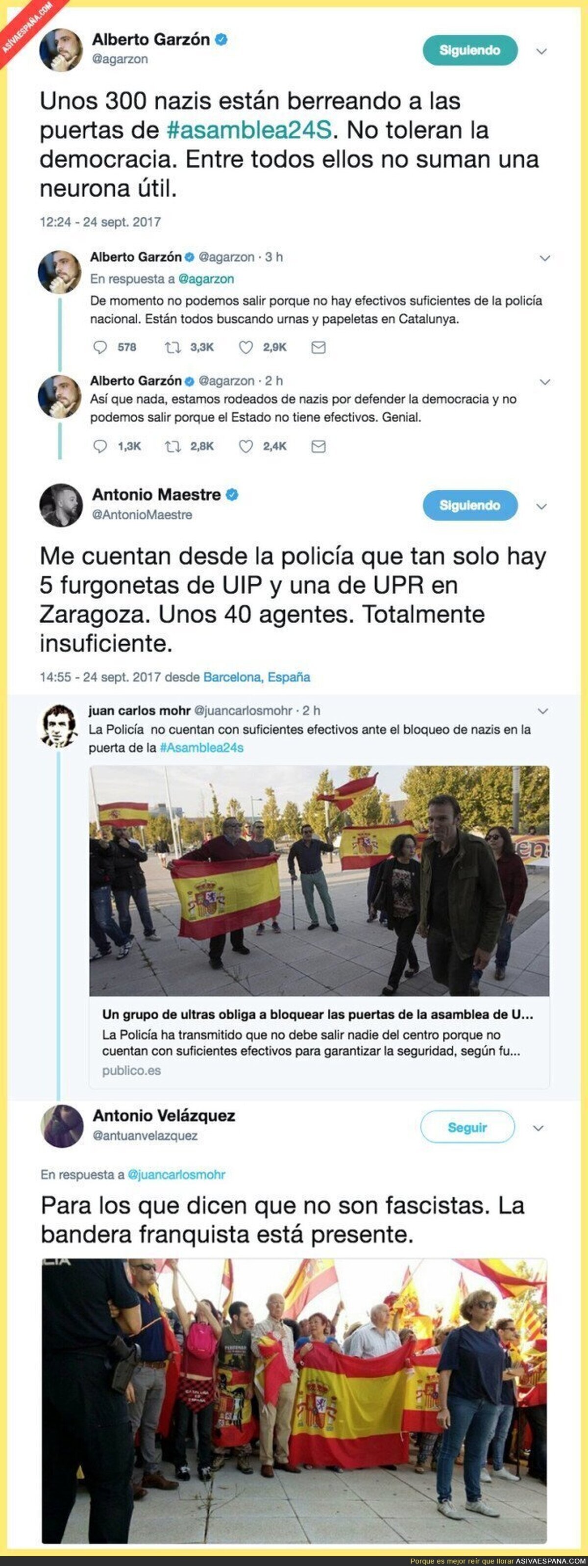 Insólito: La Policía no tiene efectivos para socorrer a políticos de Unidos Podemos porque están en 
