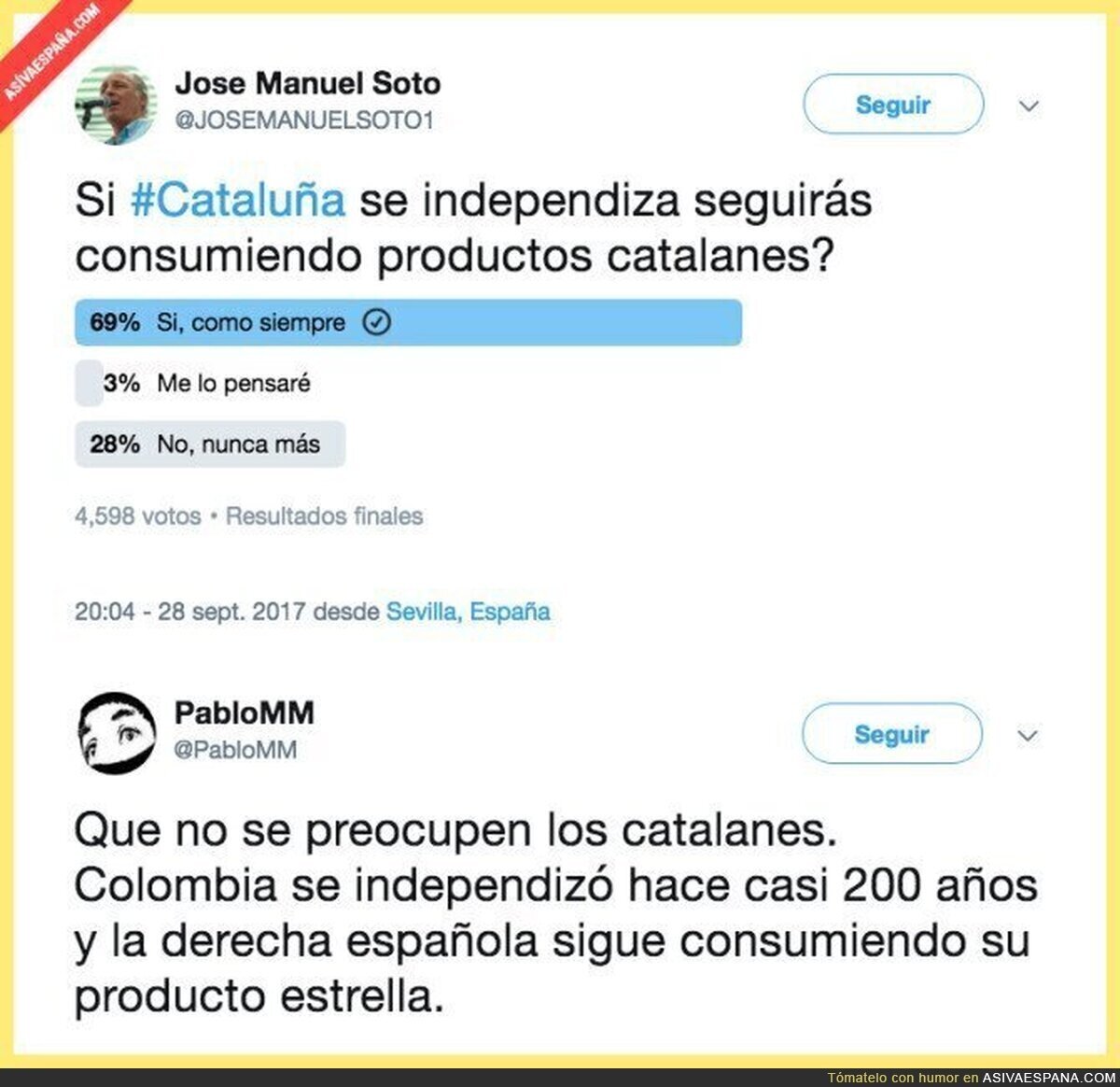 José Manuel Soto pregunta sobre un posible boicot a los catalanes y se lleva una épica respuesta