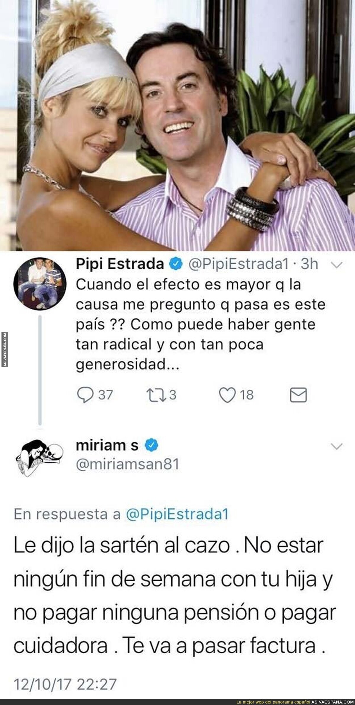 La respuesta de Miriam Sánchez a Pipi Estrada, padre de su hija, que le ha dejado en evidencia 