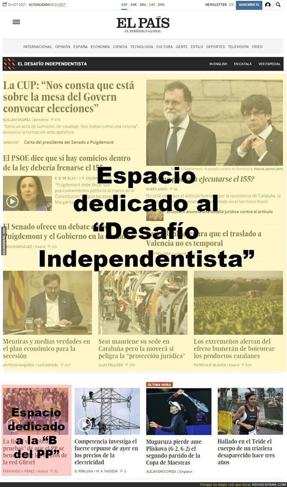 El espacio que deja "El País" para hablar de la sentencia de la Caja B del PP