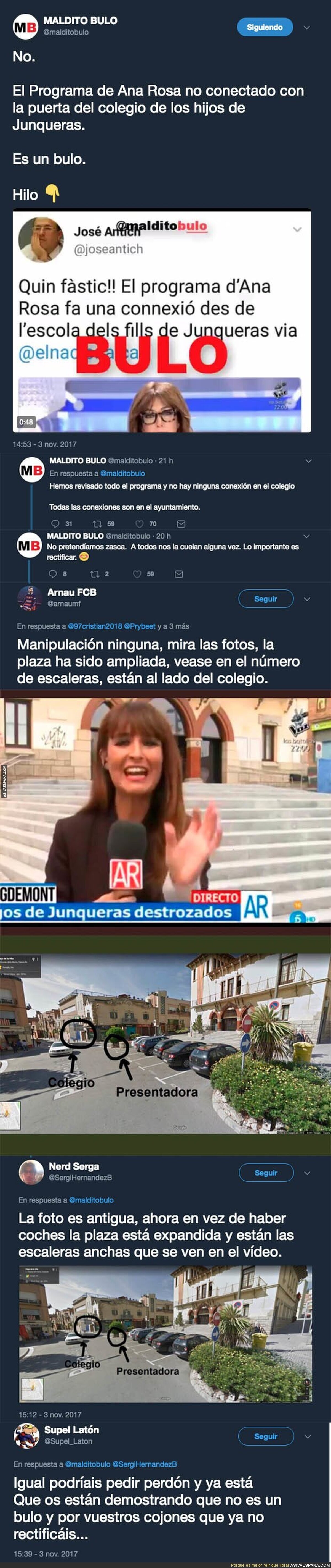 'El programa de Ana Rosa' SI grabó al lado del colegio del hijo de Oriol Junqueras y NO es un bulo