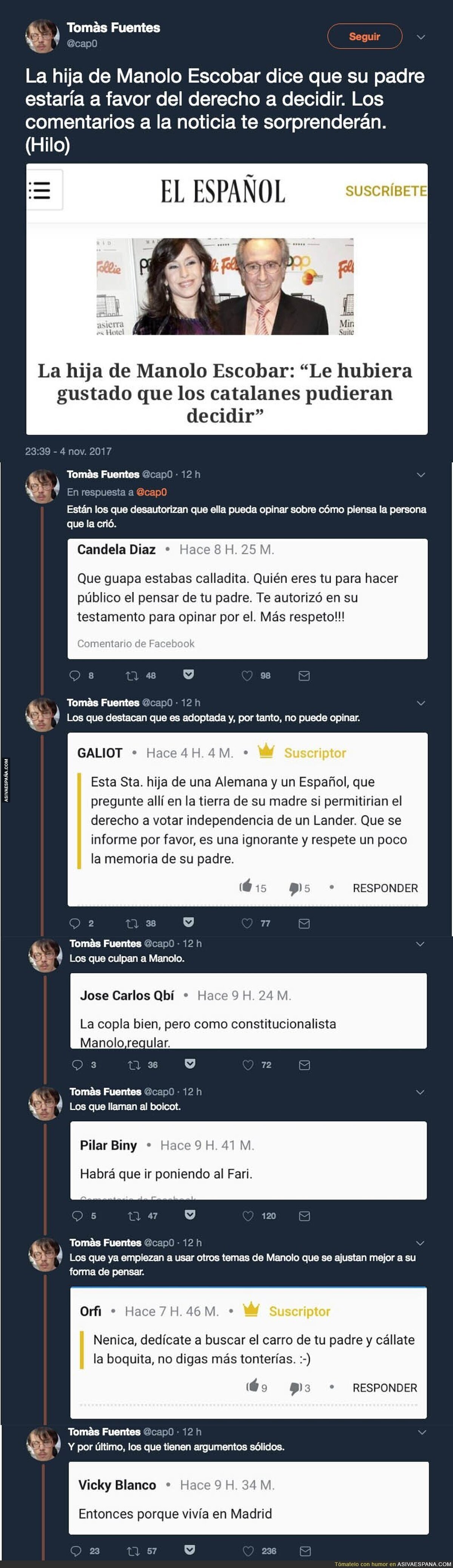 Los lamentables comentarios a la hija de Manolo Escobar tras decir estos de su padre