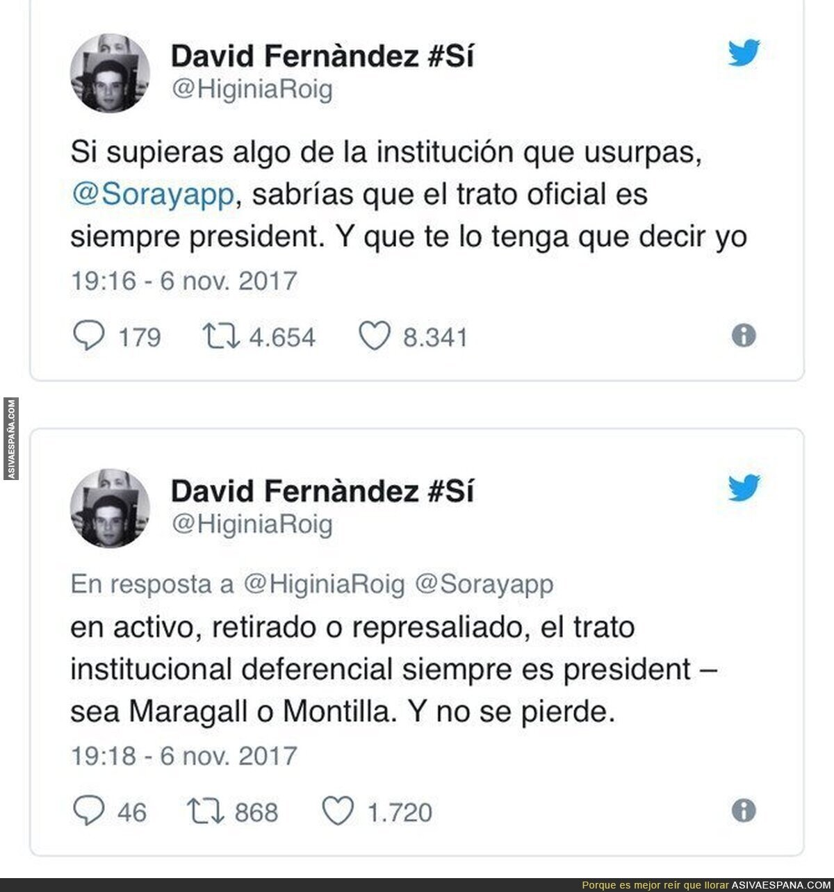 David Fernández le da una lección a Soraya Sáenz tras llamar "expresident" a Puigdemont