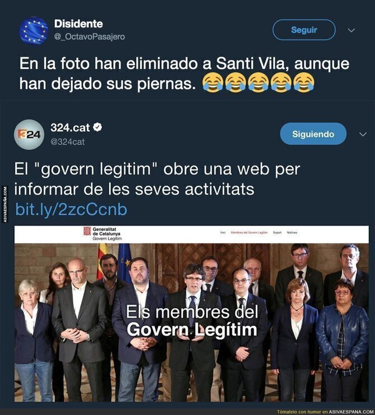El gobierno destituido de Puigdemont abre una web y todos se están riendo por este detalle en la foto