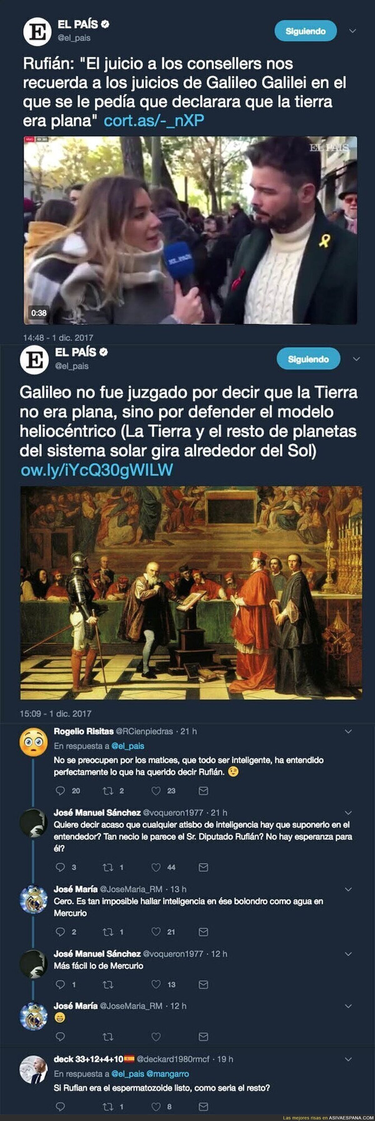 Gabriel Rufián hace un ridículo monumental diciendo esto sobre el juicio de Galileo Galilei