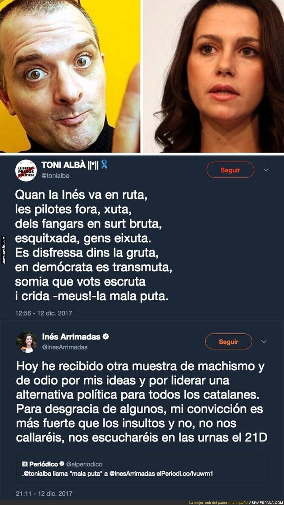 Toni Albà insulta a una tal 'Inés' por Twitter e Inés Arrimadas se da por aludida