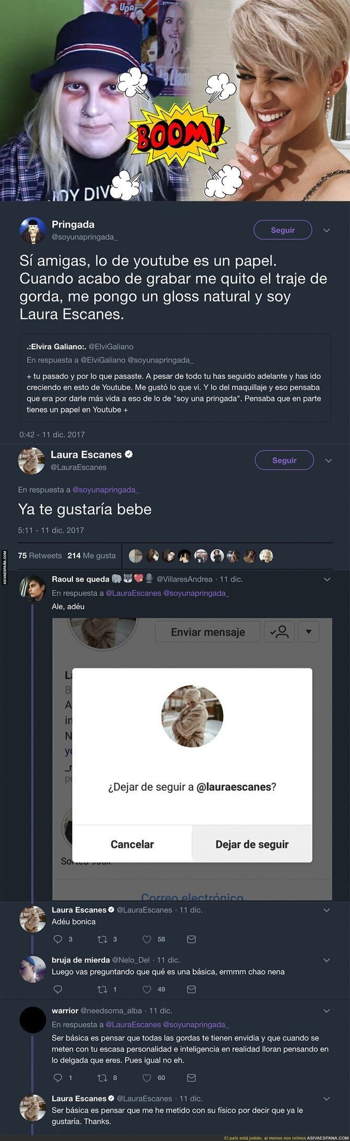 'Soy una Pringada' y Laura Escanes se vuelven a pelear en Twitter y todos se ponen contra la novia de Risto por su respuesta