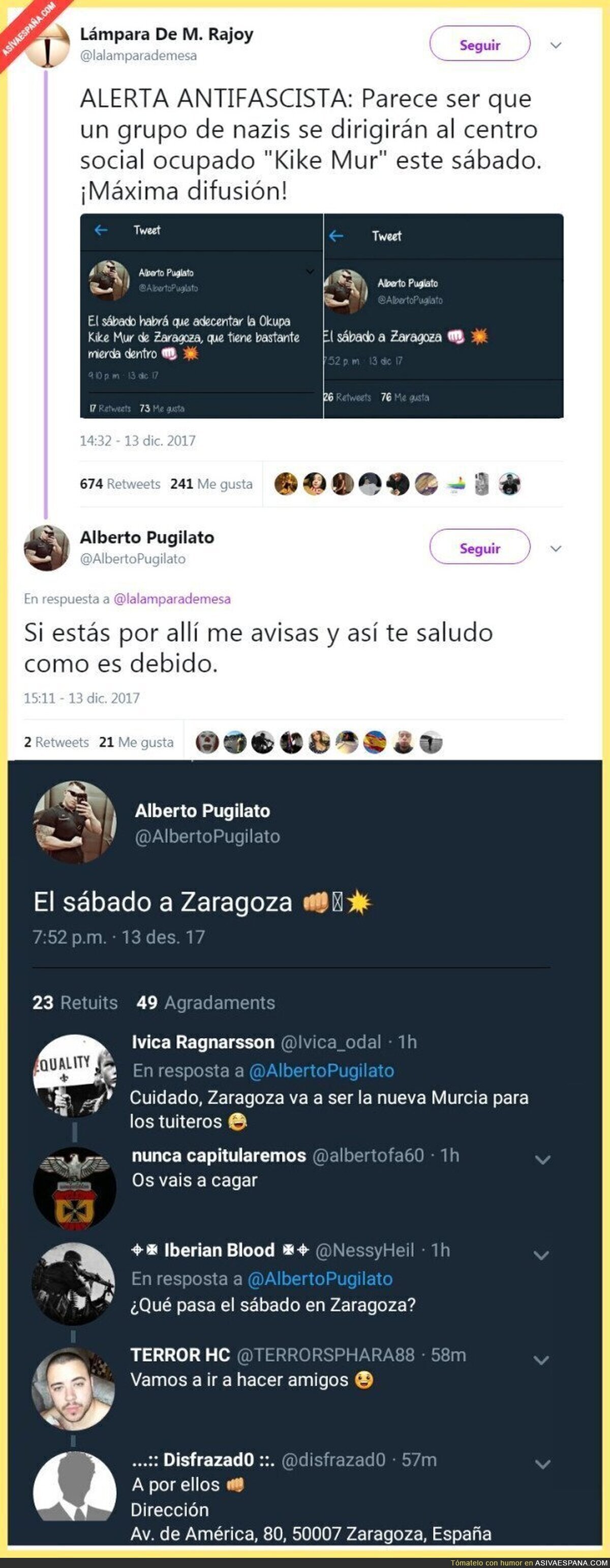 Nazis creando quedada para ir de cacería a Zaragoza
