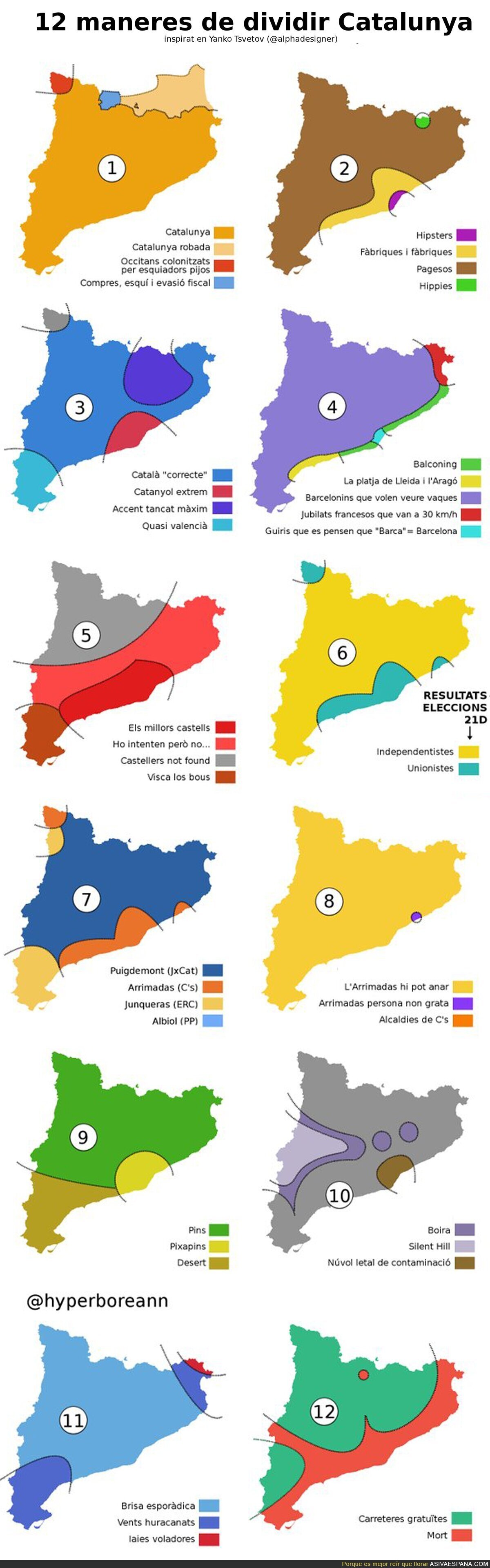 Crean un mapa con 12 formas de dividir Catalunya